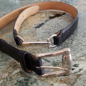 Fashionable Metal Accented Black Leather Belt